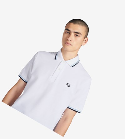 Fred Perry M12 Polokosele Panske Biele Námornícka Modrá | 097254EOH