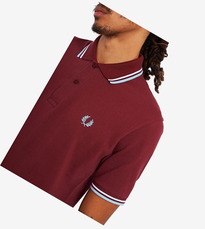 Fred Perry M12 Polokosele Panske Bordove Biele | 813024QJL