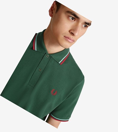 Fred Perry M12 Polokosele Panske Zelene Červené | 076293FDX