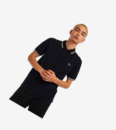 Fred Perry M3600 Polokosele Panske Námornícka Modrá Žlté Nachový | 245709PJZ