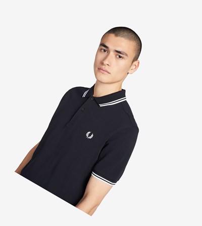 Fred Perry M3600 Polokosele Panske Námornícka Modrá Biele | 247196OUB