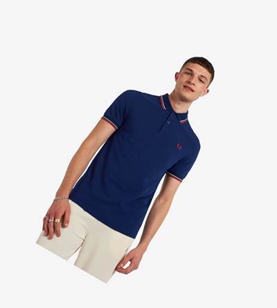 Fred Perry M3600 Polokosele Panske Námornícka Modrá Žlté Červené | 691423KFD