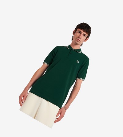 Fred Perry M3600 Polokosele Panske Tmavo Zelene Biele | 390761EZG