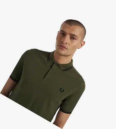 Fred Perry M3600 Polokosele Panske Zelene Čierne | 954720IEA