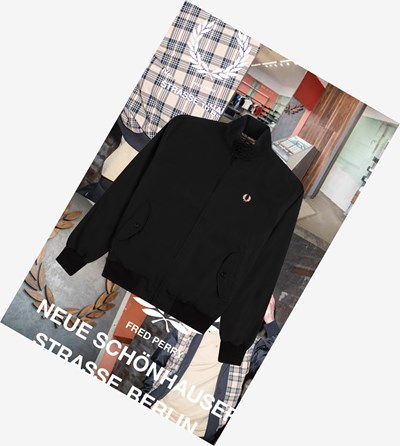 Fred Perry Made In England Berlin Harrington Jacket Bundy Panske Čierne | 213094NBG