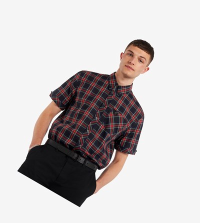 Fred Perry Made In England Kratke Sleeve Tartan Kosele Panske Čierne | 862439APN