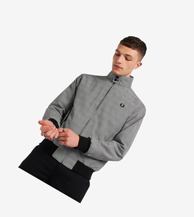 Fred Perry Made In England Prince of Wales Harrington Jacket Bundy Panske Čierne | 328149WST