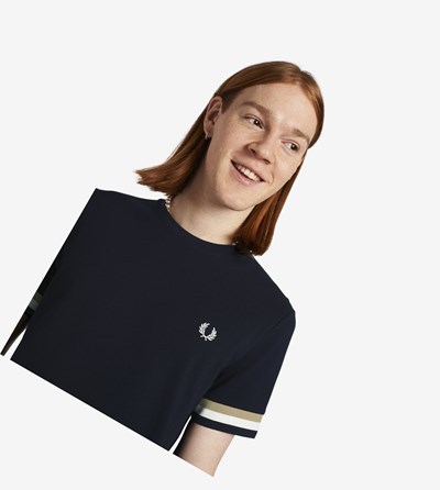 Fred Perry Piqué Tricko Panske Námornícka Modrá | 372489JUY