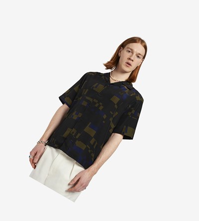 Fred Perry Printed Revere Collar Kosele Panske Čierne | 623704TVP