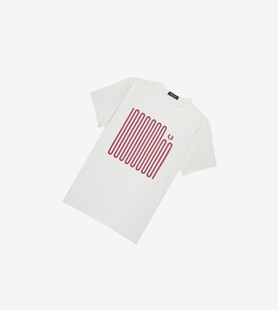 Fred Perry Printed Soundwave Grafika Tricko Panske Biele | 764012IQD