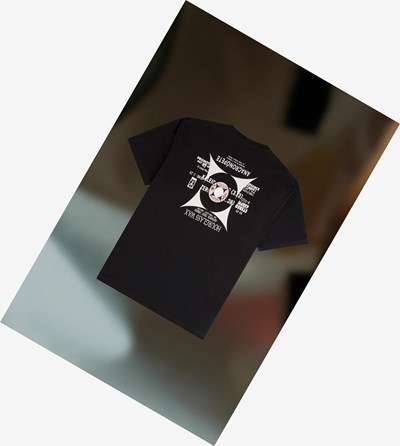 Fred Perry Raf Simons Oversized Printed Tricko Panske Čierne | 258071TUV