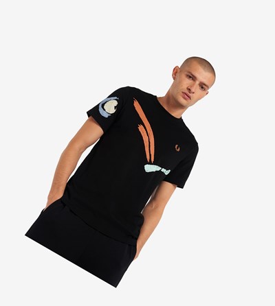 Fred Perry Reissues Abstract Bouncing Ball Tricko Panske Čierne | 549062RDS