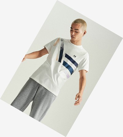 Fred Perry Reissues Abstract Grafika Tricko Panske Biele | 398652PAI