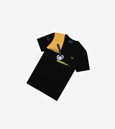 Fred Perry Reissues Abstract Tenisove Print Tricko Panske Čierne | 510987HQI