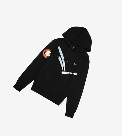 Fred Perry Reissues Archive Bouncing Ball S Kapucňou Mikiny Panske Čierne | 164592EAN