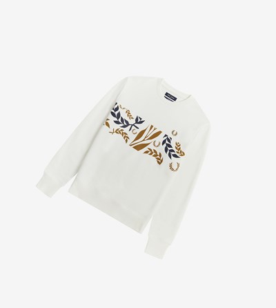 Fred Perry Reissues Archive Vine Grafika Mikiny Panske Biele | 541276XGT