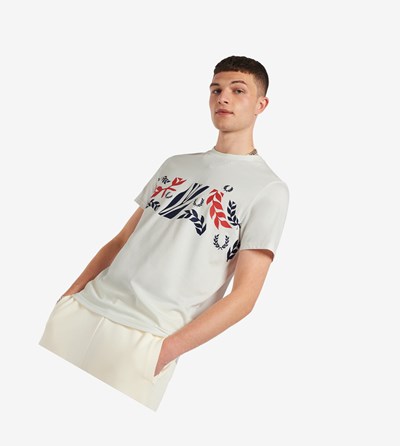 Fred Perry Reissues Archive Vine Grafika Tricko Panske Biele | 931685NTX