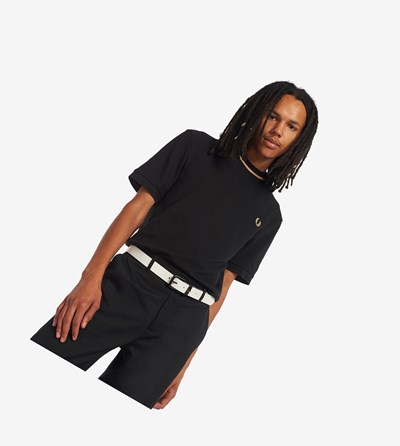 Fred Perry Reissues Crew Neck Piqué Tricko Panske Čierne | 756439FAB