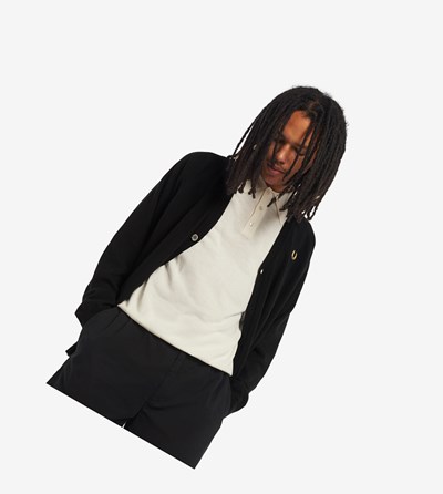 Fred Perry Reissues Lambswool Cardigan Pleteniny Panske Čierne | 893276KGZ