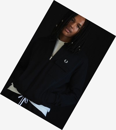 Fred Perry Reissues Pocket Detail Half Zip Mikiny Panske Čierne | 149705DOG