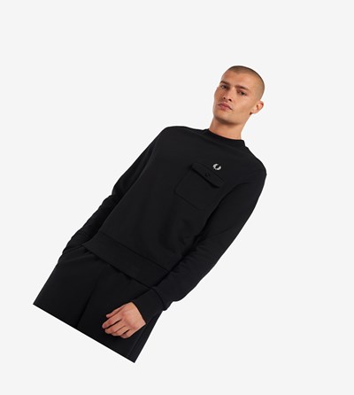 Fred Perry Reissues Pocket Detail Mikiny Panske Čierne | 065214COV