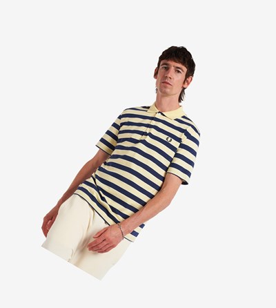 Fred Perry Reissues Striped Jersey Polokosele Panske Žlté | 469237PHT
