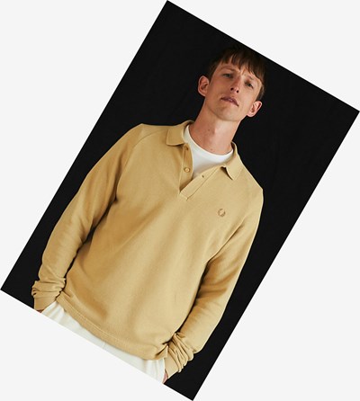 Fred Perry Reissues Textured Long Sleeve Polokosele Panske Zlate | 147952NQP