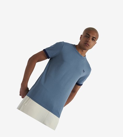 Fred Perry Ringer Tricko Panske Siva Modre | 962538EKS