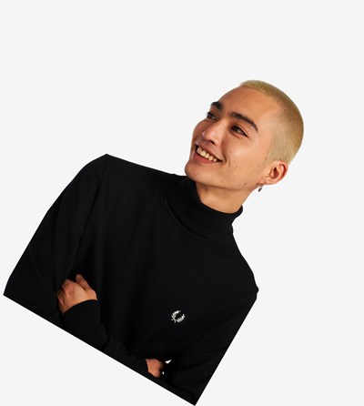 Fred Perry Roll Neck Jumper Pleteniny Panske Čierne | 975184HWA