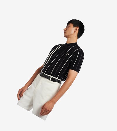 Fred Perry Striped Henley Polokosele Panske Čierne | 510874YVF