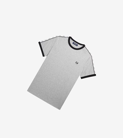 Fred Perry Taped Ringer Tricko Panske Siva | 857240JLW
