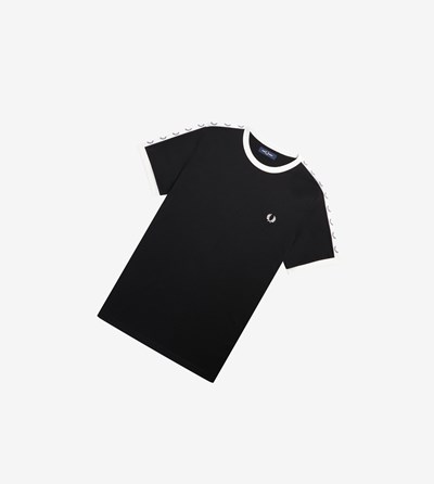 Fred Perry Taped Ringer Tricko Panske Čierne | 196720YCO