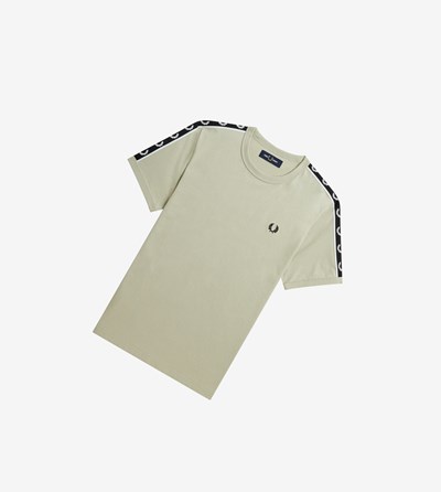 Fred Perry Taped Ringer Tricko & Topy Damske Čierne | 046792TVR