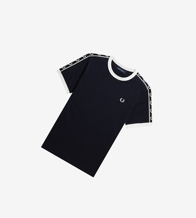 Fred Perry Taped Ringer Tricko & Topy Damske Námornícka Modrá | 749850WCI