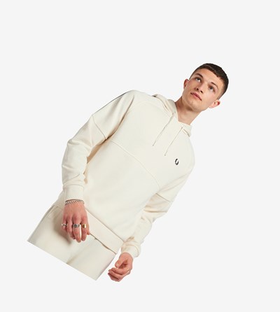 Fred Perry Taped S Kapucňou Mikiny Panske Biele | 829360DLI