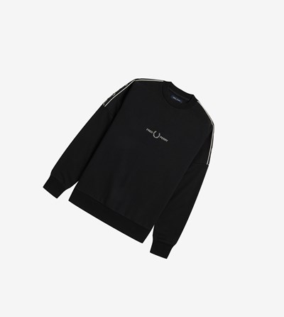 Fred Perry Taped Sleeve Mikiny Panske Čierne | 931426DXP