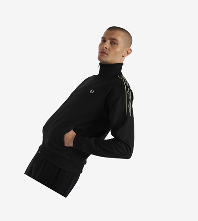 Fred Perry Taped Sleeve Sportove Bundy Panske Čierne | 218350VFT