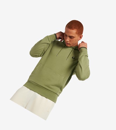 Fred Perry Tipped S Kapucňou Mikiny Panske Olivovo Zelená Zelene | 087143OSJ