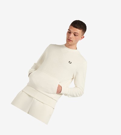 Fred Perry Towelling Crew Neck Mikiny Panske Biele | 620834GWY