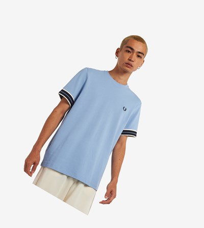 Fred Perry Tramline Tipped Piqué Tricko Panske Modre | 230647MEX