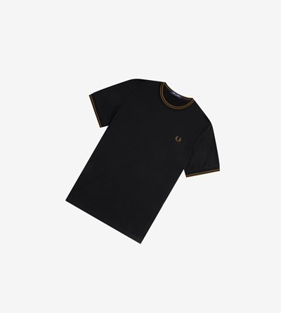 Fred Perry Twin Tipped Tricko Panske Čierne Siva | 598326LPN