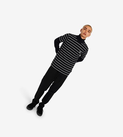 Fred Perry Two Colour Stripe Tricko Panske Čierne | 297843WJS