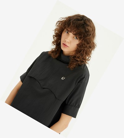 Fred Perry Yoke Detail Top Tricko & Topy Damske Čierne | 215789FGZ