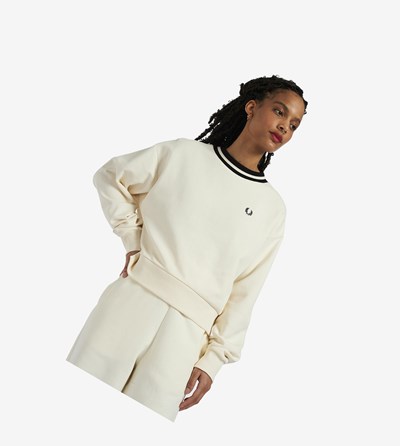 Fred Perry Zip Detail Mikiny Damske Biele | 530769QBL