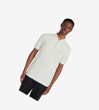 Fred Perry Zip Neck Polokosele Panske Biele | 582490CIW
