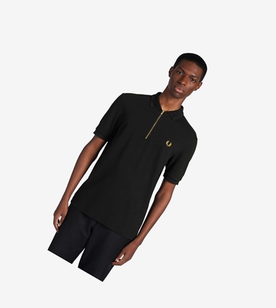 Fred Perry Zip Neck Polokosele Panske Čierne | 981520LIZ