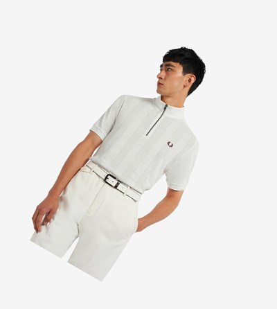 Fred Perry Zip Neck Raglan Sleeve Polokosele Panske Biele | 618327ORB